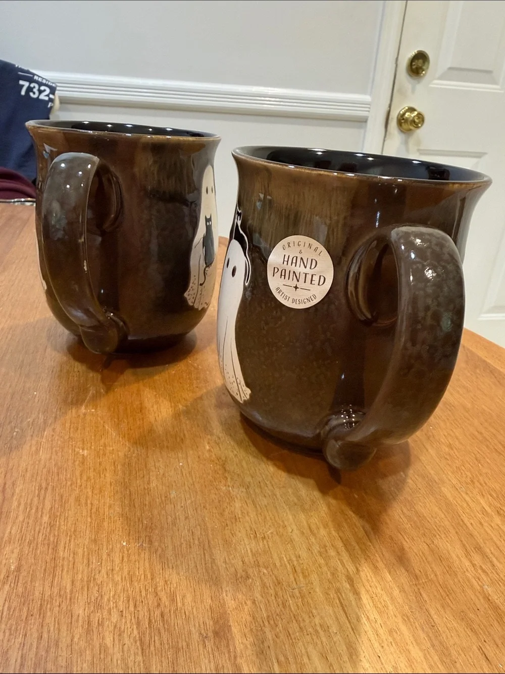 NWT.  Set of 2, Eli & Ana, 24oz., hand-painted, ceramic mugs.